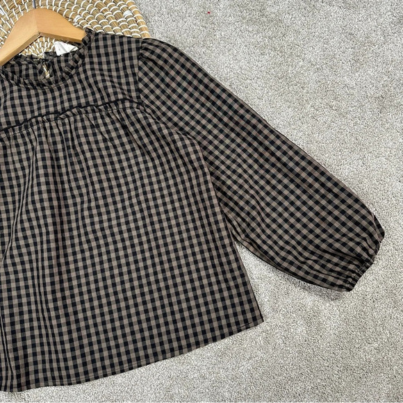 NWOT J. Crew Crewcuts Girls Puff-Sleeve Flannel Top Blouse Cotton Blend L(10-11) - Picture 5 of 16